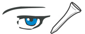 graphic of a human eye next to a golf tee
